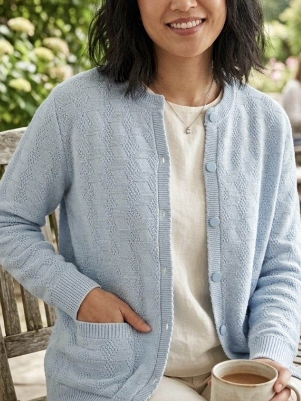Vintage Blue Women's Knit Button Cardigan Sweater Cottagecore Coquette L